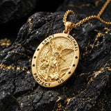 14K Gold Plated Saint Medal Christian  Pendant Necklace for Men