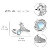 Sterling Silver  Moonstone Snake Fox Cat Octopus Wolf Ring