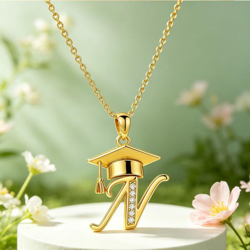 Initial  Graduation 14K Gold Plated Inspiring Grad Pendant Necklace Graduations Jewelry Gifts