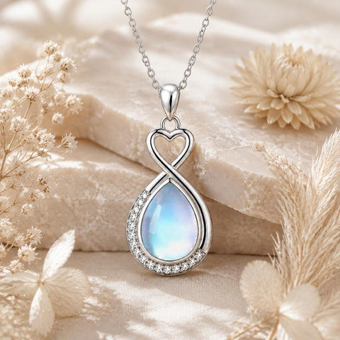 Sterling Silver Teardrop Gemstone Rose Butterfly Infinity Heart Necklace for Women