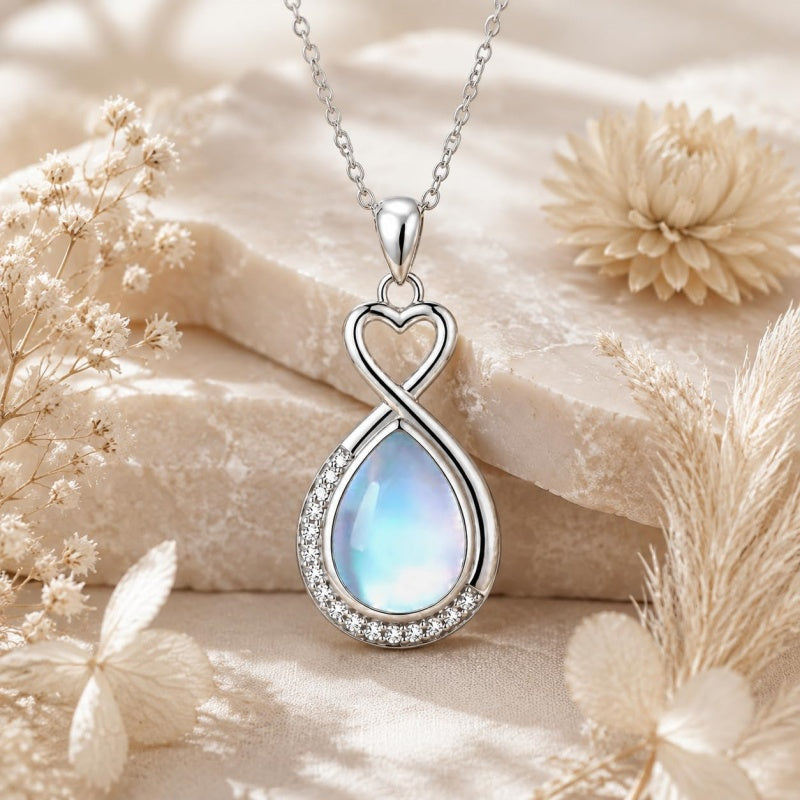 Sterling Silver Teardrop Gemstone Rose Butterfly Infinity Heart Necklace for Women
