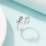 925 Sterling Silver Cute Animals Ring Sloth/Koala/Bat Adjustable Rings Jewelry For Women Girls