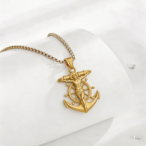 Christian Religious Medal Amulet 14K Gold Plated Pendant  Necklace