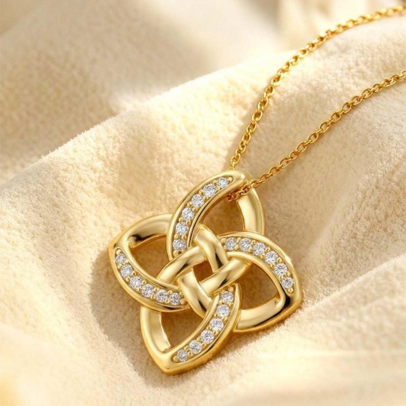 14K Gold Plated Celtic Knot Pendant Necklace Irish Jewelry Gift for Her