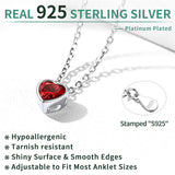 Sterling Silver Simple Dainty Round Heart Birthstone Single Layer Charm Anklet
