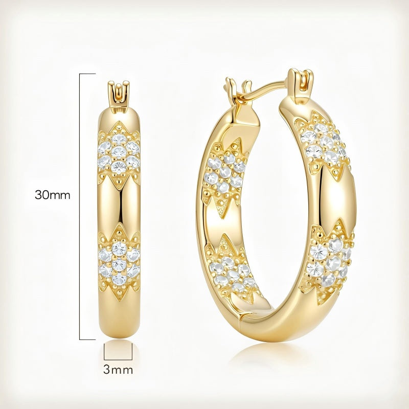 14K Gold Plated Cubic Zircon Hoop Earrings