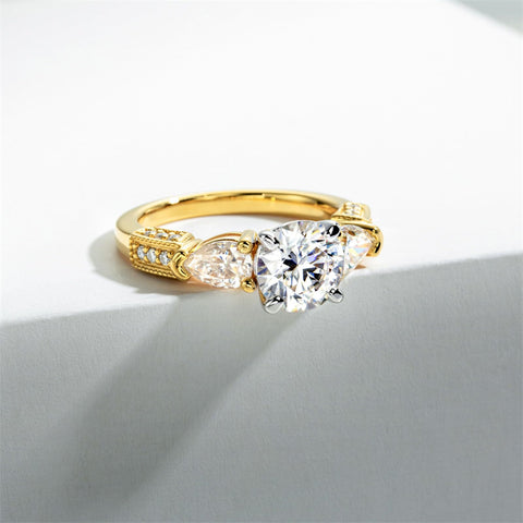 Sterling Silver 3 Stone 3CT/5CT Moissanite Engagement Ring Promise Anniversary Ring for Women