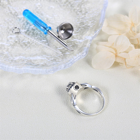 Sterling Silver Moonstone Butterfly Urn Ring for Ashe With Engraved