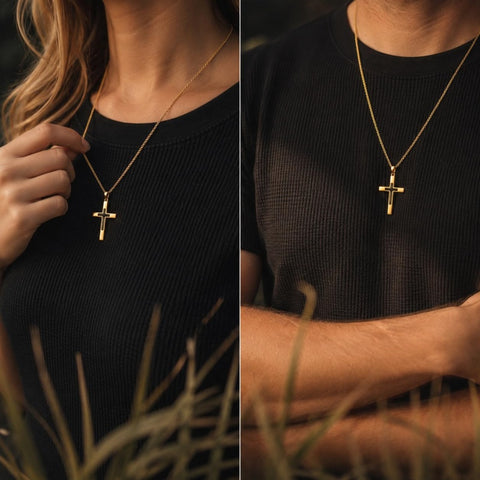 Cross Pendant Necklace  14K Gold Plated Christian Faith Jewelry
