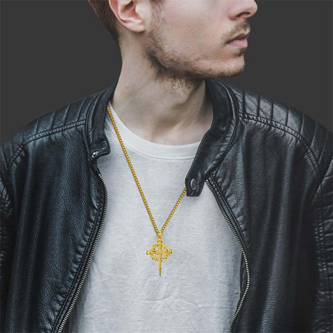 Sterling Silver Nail Cross Pendant Necklace for Men