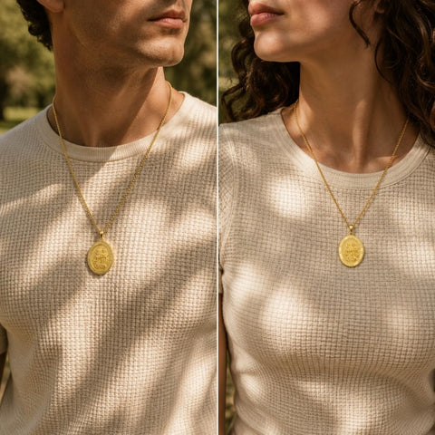 Patron Saint Medal Gold Plated Catholic Pendant Christian Religious Necklace Amulet Jewelry