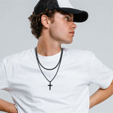 Cross Necklace For Men Mens Cross Necklaces Stainless Steel Cross Pendant Necklace Cross Chain Necklace Gift For Men Boys