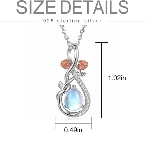 Sterling Silver Teardrop Gemstone Rose Butterfly Infinity Heart Necklace for Women