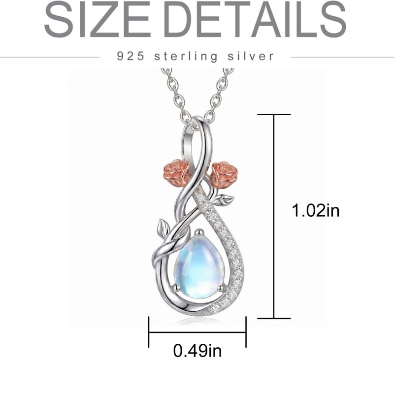Sterling Silver Teardrop Gemstone Rose Butterfly Infinity Heart Necklace for Women