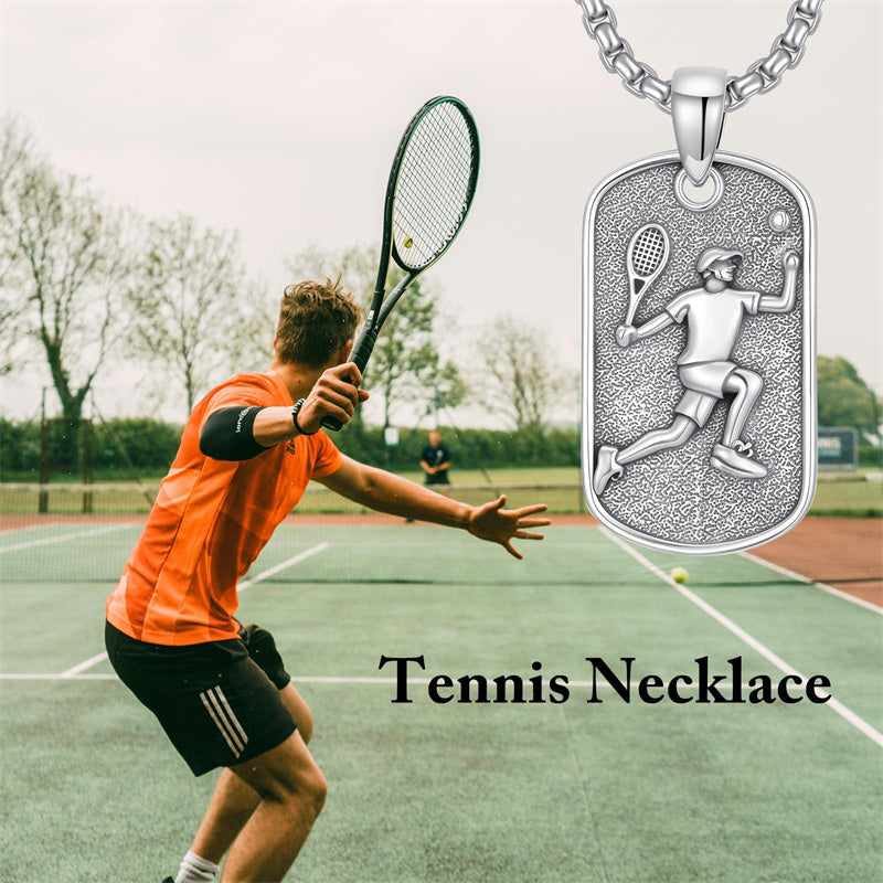 Sterling Silver Dog Tag Baseball Basketball Softball Soccer Pendant Necklace for Men