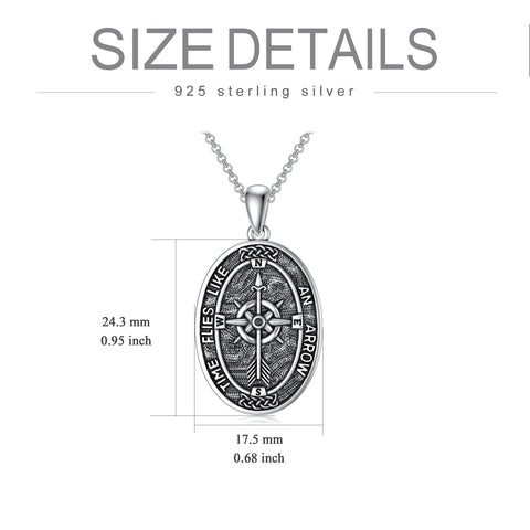 Sterling Silver Amulet Compass Necklace Pendant Necklace