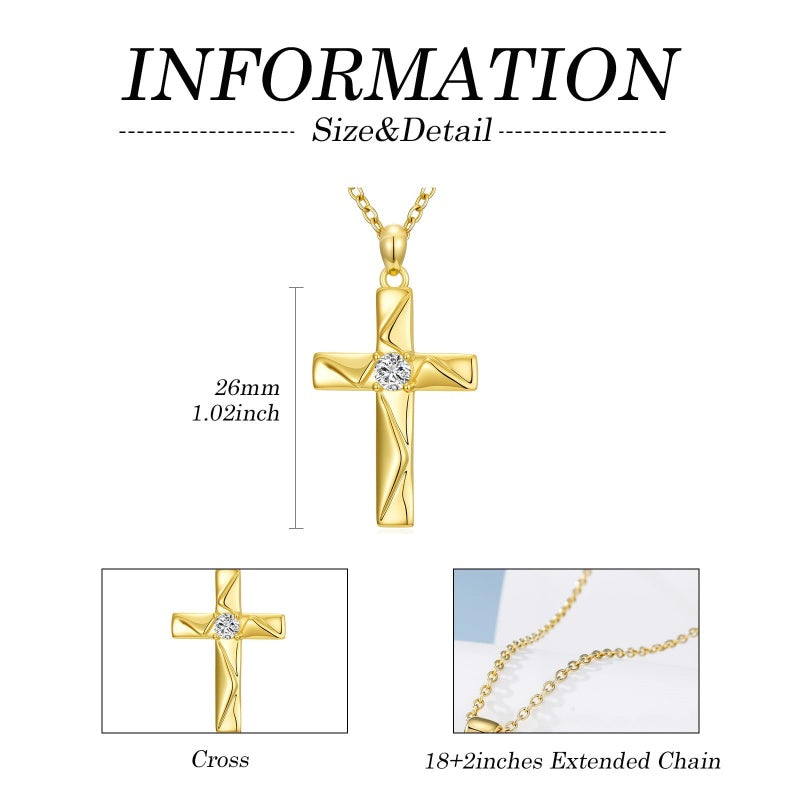 14K Gold Plated Cross Pendant Necklace Faith Jewelry Gift for Women