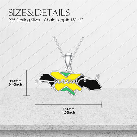 Sterling Silver Jamaica America Texas Africa Map Pendant Necklace Country Map Chain Jewelry Gifts