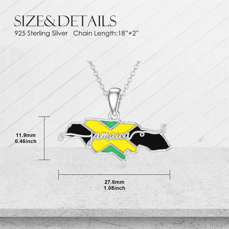 Sterling Silver Jamaica America Texas Africa Map Pendant Necklace Country Map Chain Jewelry Gifts