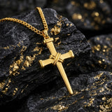 Cross Pendant Necklace for Men 14K Gold Plated Minimalist Christian Jewelry Religious Gift