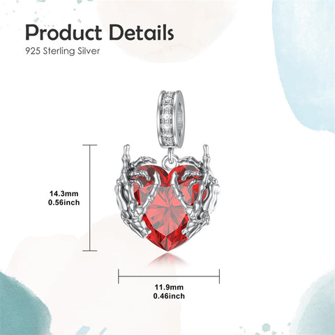 Sterling Silver Cubic Zircon Skeleton Hand Bead Charms