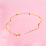 Solid 14K Gold Bracelets for Women, Real Gold Bead Thin Chain Bracelet