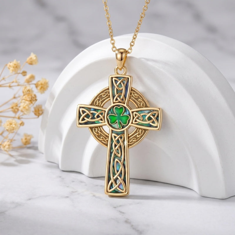 14K Gold Plated Cross Necklace for Women