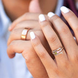 Sterling Silver Personalized 2 Heart Birthstone Engraved Ring