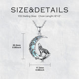 Sterling Silver Moonstone Wolf Cat Koala  Lion Moon Pendant Necklace
