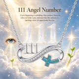Sterling Silver Turquoise & Zirconia Infinity  111 222 333 444 777 Angel Number Pendant Necklace for Women