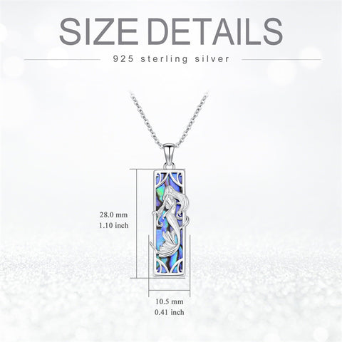 Sterling Silver Abalone Shell Mermaid Pendant Necklace
