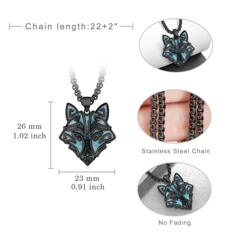 14K Gold Plated Turquoise Wolf Thor's Hammer Ankh Dragon Lion Compass Crucifix Pendant Necklace for Men