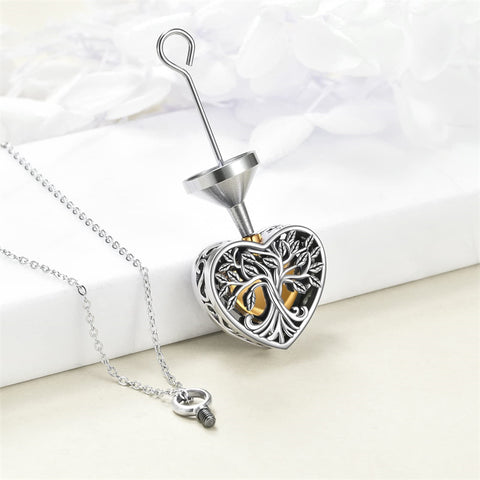 Sterling Silver Tree of Life Urn Necklaces Abalone Opal Shell Cremation Jewelry for Ashes