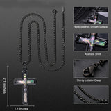 14K Gold Plated Wooden Abalone Shell Cross Pendant Necklacefor Men