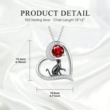 Sterling Silver Birthstone Cat Pendant Necklace Jewelry Christmas Birthday Gifts for Women