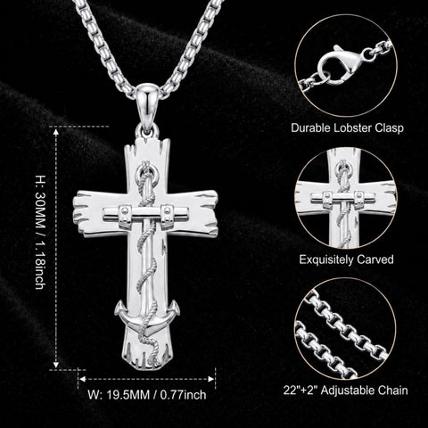 Sterling Silver Cross Pendant Necklace Christian Religious Jewelry Gifts for Anniversary