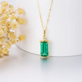 14K Gold Natural Diamond Emerald Pendant Necklace