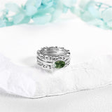 Fidget Rings for Anxiety 925 Sterling Silver Moonstone Moss Agate Spinner Rings for Women Anti Stress Gifts Band
