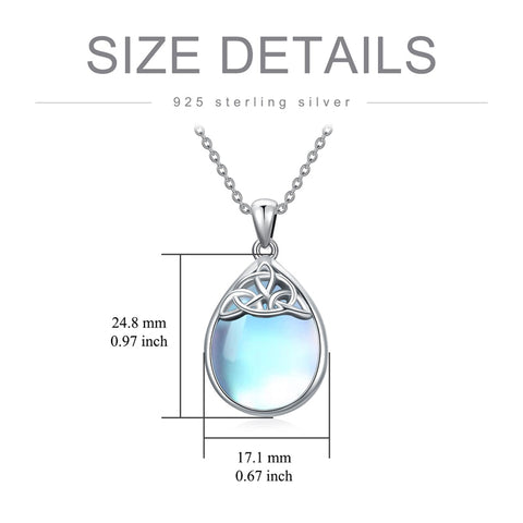 Sterling Silver Moss Agate Labradorite Moonstone Opal Turquoise Celtic Knot  Pendant Necklace