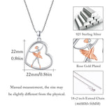 Ballet Heart Necklace S925 Sterling Silver Heart Pendant Necklaces Jewelry Gifts for Women Teen Girls Mum Girlfriends Birthday Gift