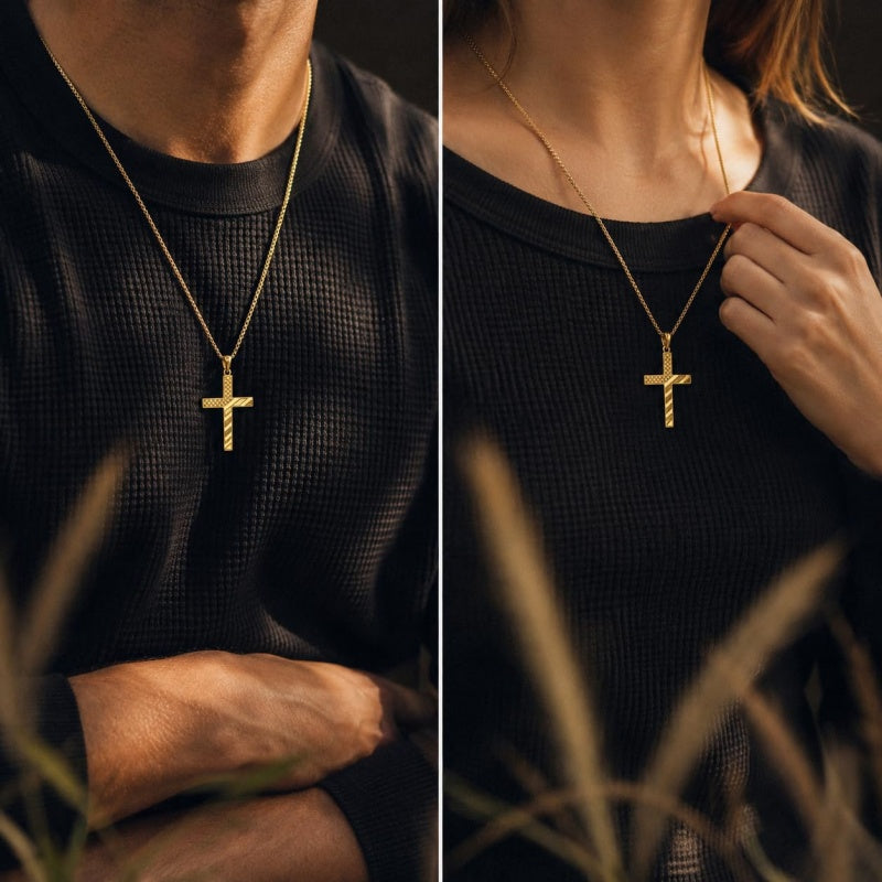 Cross Pendant Necklace  14K Gold Plated Christian Faith Jewelry