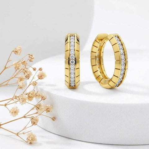 14K Gold Plated Hoop Earrings Jewelry Gift for Birthday Anniversary Mother's Day