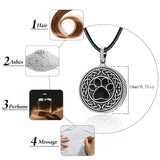 Pet Dog Celtic Urn Necklace Cremation Jewelry for Ashes Sterling Silver Paw Print Necklace Memorial Jewelry