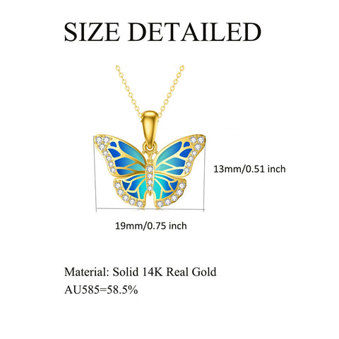 14K Gold Butterfly Pendant Necklace
