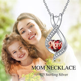 Sterling Silver Birthstone Mom Pendant Necklace Gift for Mother
