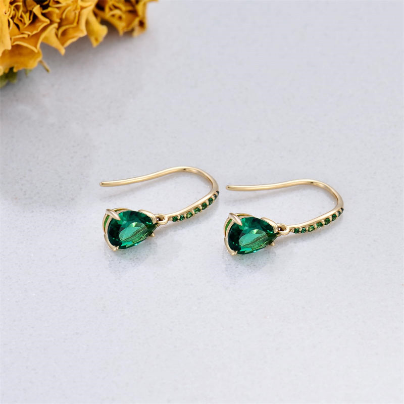 •MOON MORTEM• emerald + mixed metal dangle earrings main image 1