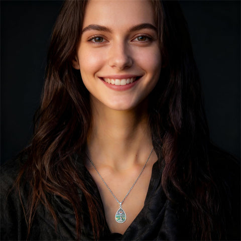 Sterling Silver Mustard Seed Black Cat Hummingbird Cross and Mountain Mountain Turquoise Sun and Moon Pendant Necklace