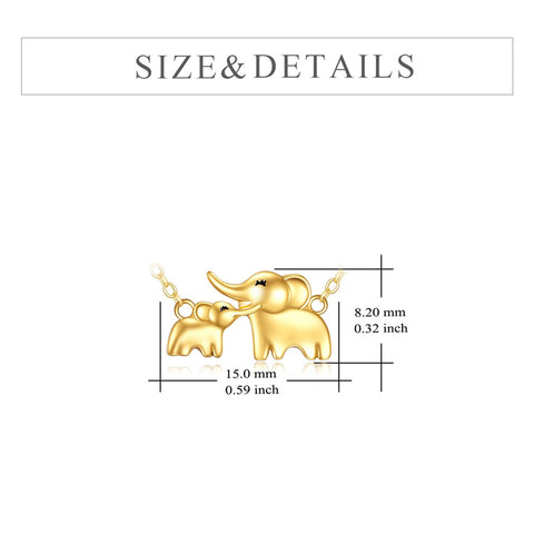 14k Yellow Gold Elephant Pendant Necklace