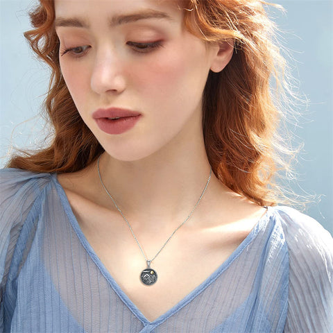 Sterling Silver Sun and Mountain Urn Necklace for Ashes