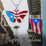 Sterling Silver Butterfly Frog Tree of Life Puerto Rico Flag Pendant Necklace